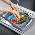 thumbnail image 2 of Collapsible Colander, Collapsible Strainer Colander Over The Sink Strainer Collapsible Strainer With Extendable Handles Veggies Fruit And Pasta Foldable Strainer For Kitchen 6-Quart BPA Free (blue), 2 of 7
