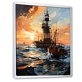 thumbnail image 2 of Designart "Resilient Rig Red Oil Rigs at Work III" Cityscapes Floater Framed Wall Art Living Room, 2 of 7