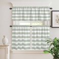 thumbnail image 2 of 3 Piece Kitchen Curtains and Valances Set Sage Green Stripe Cafe Curtains 24 Inch Length Modern Simple Geometric White Striped Valance & Tier Curtain for Living Room Bedroom Window 54"x18"+27"x24"*2, 2 of 6