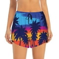 thumbnail image 2 of Picia Beach with Palm Trees Pattern Women's 2 in 1 Athletic Running Shorts High Waisted Workout Casual Gym Sweat Shorts with Comfy Liner Zipper Pockets-X-Large, 2 of 9