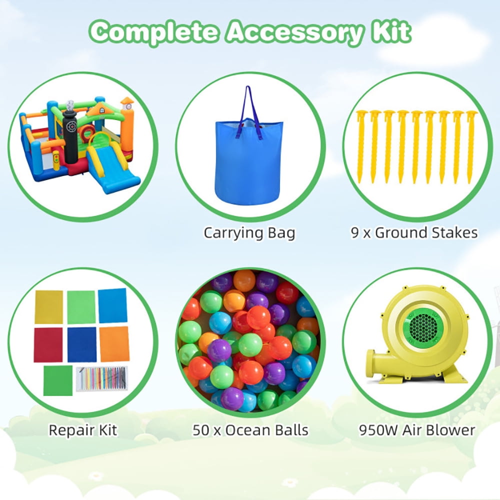 Aimee Lii Train Themed Kids Bouncer with Slide and Basketball Hoop with 950W Air Blower, Playhouse for Kids Outdoor Aimee Lii Train Themed Kids Bouncer with Slide and Basketball Hoop with 950W Air Blower, Playhouse for Kids Outdoor