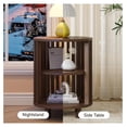 thumbnail image 5 of Round End Table, Wood Nightstand, Modern Bedside Table with Shelf, 3 Tier Small Side Table for Living Room Bedroom, Walnut - 19.7"D x 15.8"W x 15.8"H, 5 of 9