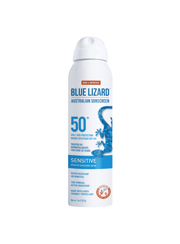 BLUE LIZARD Mineral Sunscreen Sensitive SPF 50+ Spray, 5 Ounce