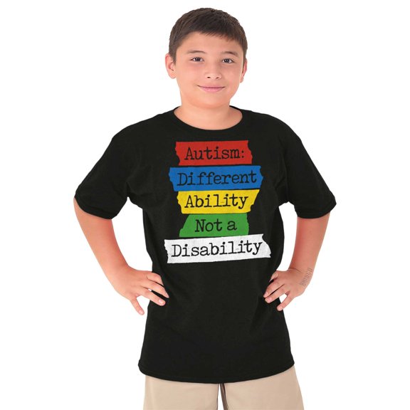 Autism Different Disability Awareness Crewneck T Shirts Boy Girl Teen Brisco Brands XS