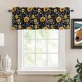 thumbnail image 2 of Kitchen Valances for Window, Farm Blossom Sunflower on Black Light Filtering Rod Pocket Valance Curtain, Seamless Floral Bees Short Curtains Window Topper for Bedroom Bathroom Living Room 54x18in, 2 of 9
