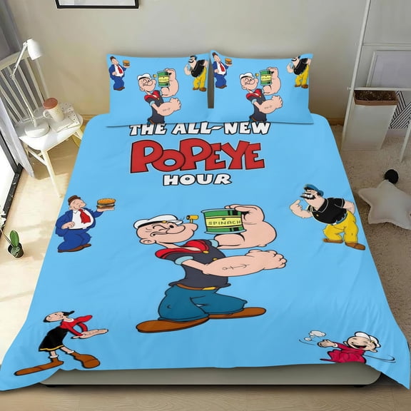 The All-New Popeye Hour-themed Bed Sheet Set Three Piece Set Comfortable And Skin Friendly Unique Design Home Decor Gifts For Family Friends fans36x75Inches（90cm*190cm）