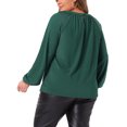 thumbnail image 4 of DARING DIVA Women's Plus Glitter Keyhole V Neck Blouses 1X Green, 4 of 6