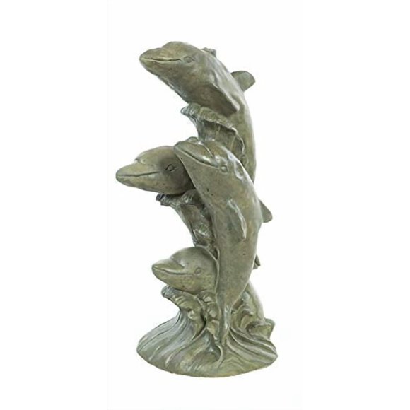 Solid Rock Stoneworks Quad Dolphins- 21" h x 10" w x 8" Dia- Slate