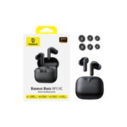 Baseus Bass EP10 NC Bluetooth Wireless Earbuds,43dB Hybrid Active Noise Cancelling, 12mm Super-Bass Drivers, 41H Playtime, 4-Mic AI Clear Calls, IP55, Black
