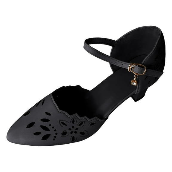 Mostsola Womens Hollow out Pointed Closed Toe Pumps Sandals with Ankle Strap Summer Low Heels