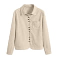 thumbnail image 2 of Cagogo Women's Fall Winter Shacket Long Sleeve Button Down Collared Casual Oversized Tops Jacket, Khaki M, 2 of 9