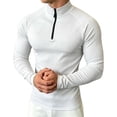 thumbnail image 2 of Cmfcve Mens Muscle Shirts 1/4 Zip Slim Fit Long Sleeve Shirts Casual Athletic Layering Tops, 2 of 6