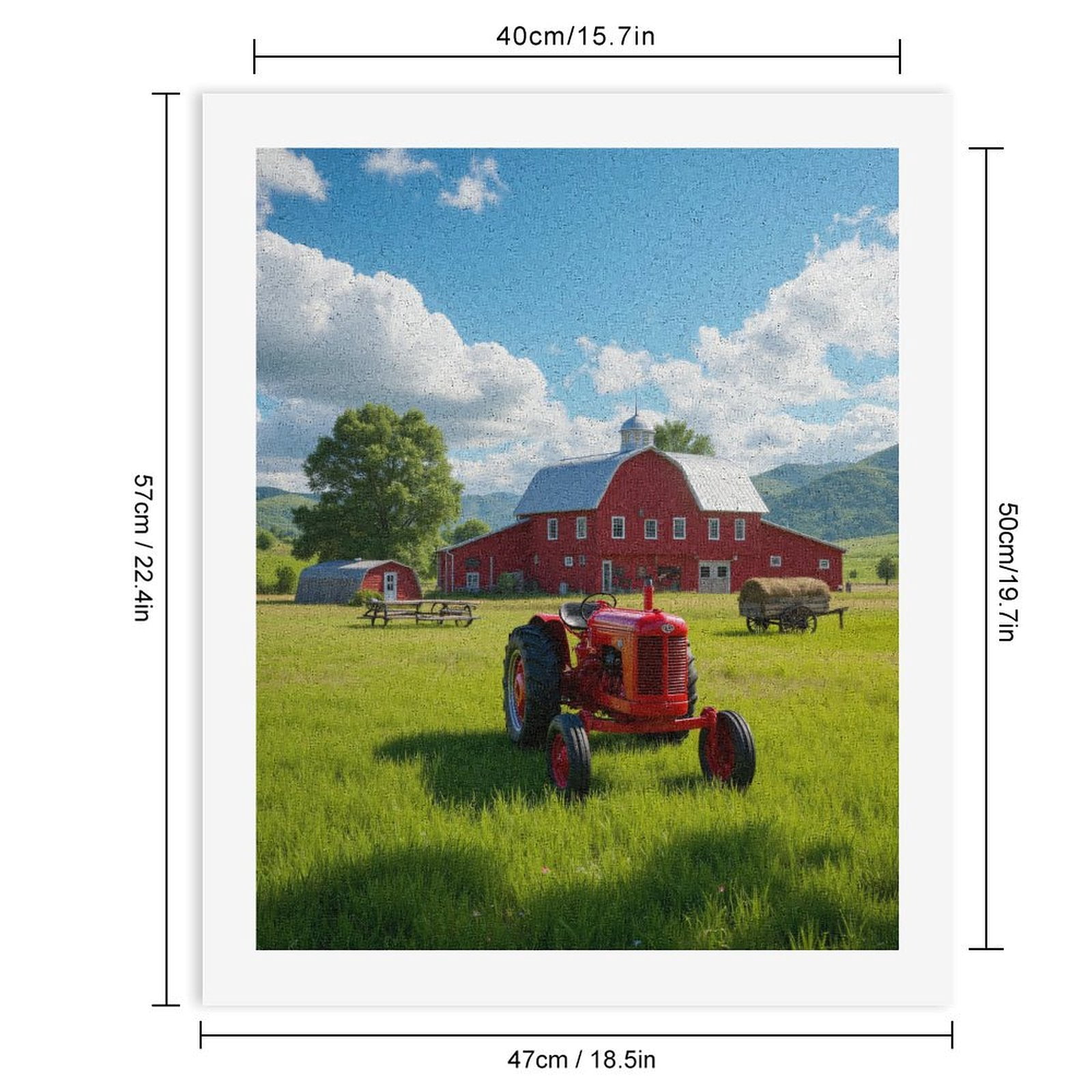 Paint by Numbers Kit for Adults, Red Barn Tractor Field Sky Paint by Numbers, Easy Paint by Numbers Kit for Adults Beginner, DIY Adult Paint by Number Kits on Canvas, Home Decor