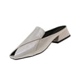 thumbnail image 2 of PiGOGI Women's Peep Toe Mules Cut Out Low Heel Non-Slip Comfortable Slide Sandals Summer White 5.5, 2 of 9
