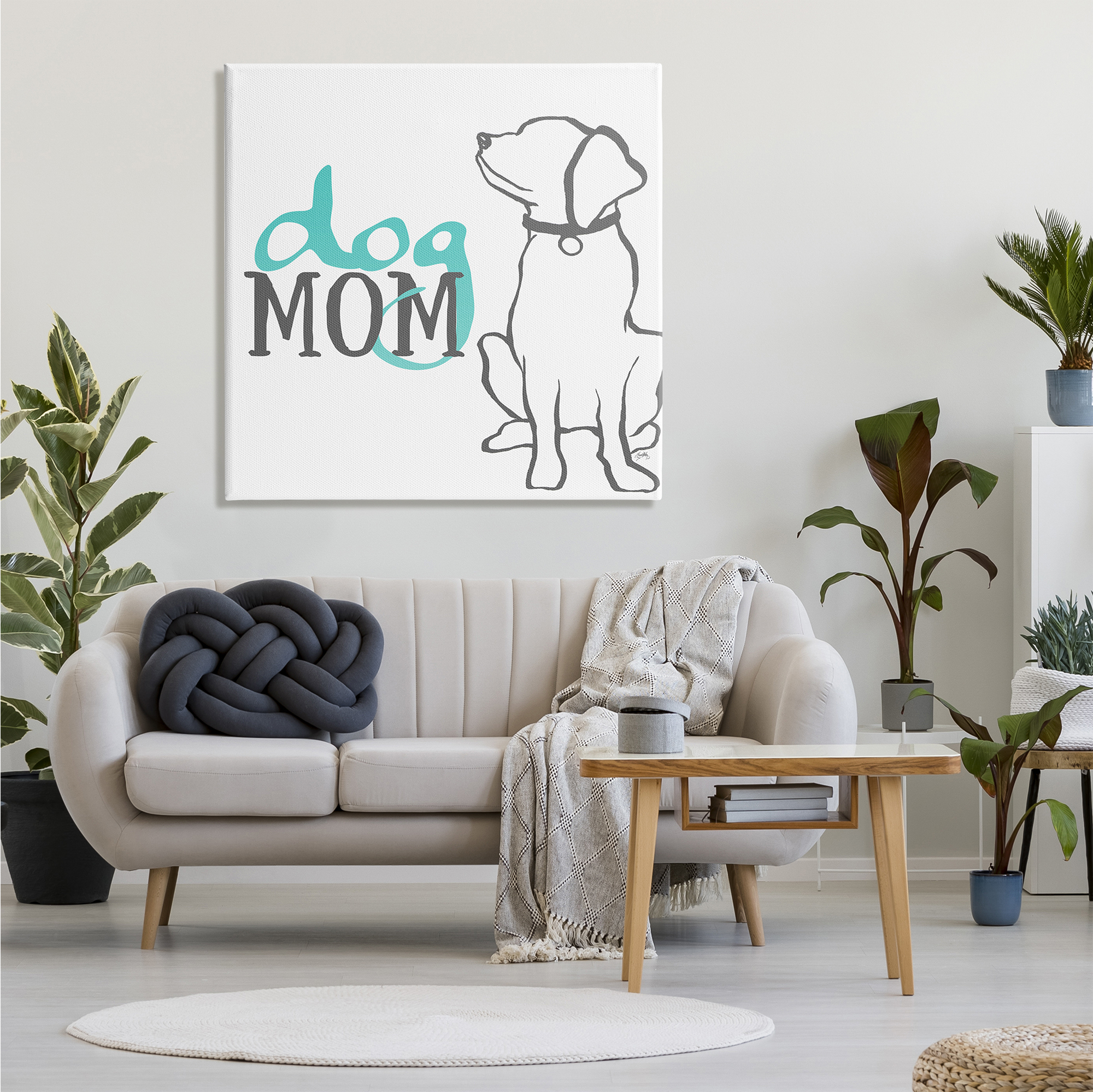 Stupell Industries Dog Mom Phrase Sitting Pet Labrador with Collar, 36 x 36, Design by Elizabeth Medley