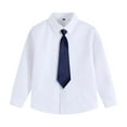 thumbnail image 3 of Cethrio Boys' Button Down Shirts, Spring Casual Collared Long Sleeve School Uniform Shirts Blue Size 3-4 T, 3 of 3