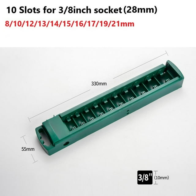 Lefu 1pc Socket Organizer Box 3/8 1/4 1/2inch Drive ABS Plastic Socket Clip Rail Holder Toolbox Socket Storage Socket Organizer Box