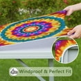 thumbnail image 6 of Colorful Tie Dye Layered Mandala Square Fitted Tablecloth with Elastic Edge,Square Table Cover,Washable Elastic Table Cover for Home Kitchen Party Decor 34"x34", 6 of 6