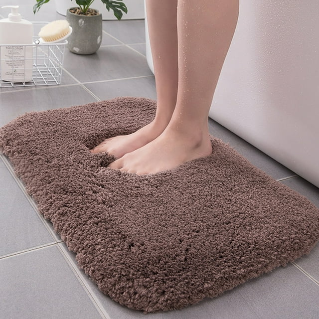 High Pile Absorbent Non-Slip Bathroom Rug Mat - Soft Machine Washable Carpet for Toilet, Shower, and Bedroom Door