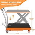 thumbnail image 2 of Memoryfield Hydraulic Lift Table Cart, 500 lb Capacity Manual Scissor Lift Table, Locking Wheels & Non-Slip Platform, Heavy Duty Material Handling Cart, Orange, 2 of 7