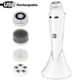thumbnail image 1 of Cepillo limpiador facial recargable Ipx7, cepillos faciales impermeables para limpieza y exfoliación de cabezales para spa facial, blanco, 1 of 5