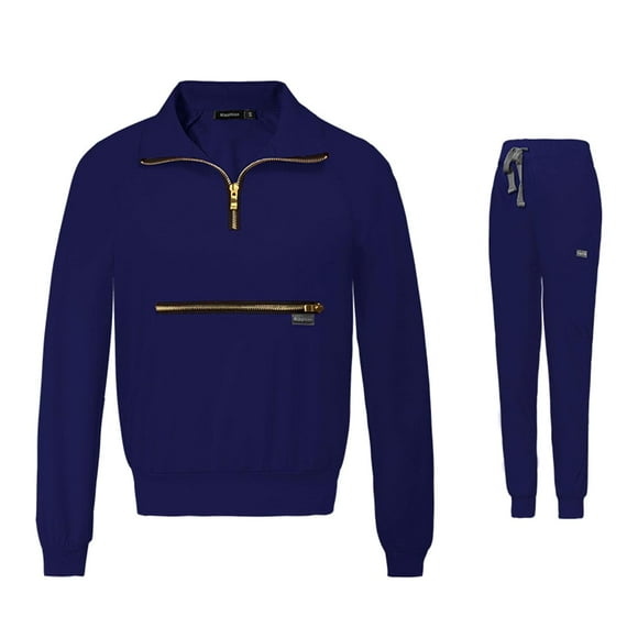 Conjuntos de uniforme médico para mujer, blusas y pantalones deportivos, ropa de trabajo de enfermería, uniforme de enfermería para Azul marino