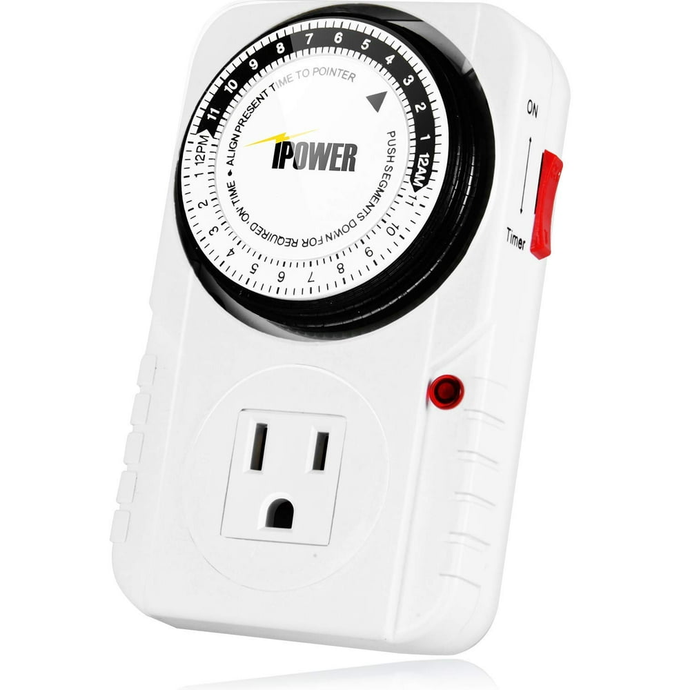 iPower 24 Hour Plugin Mechanical Electric Outlet Timer, 15 Minute
