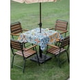 thumbnail image 4 of Outdoor Tablecloths with Umbrella Hole & Zipper, Blue Mediterranean 60x60 Inch Square Tablecloths, Vintage Moroccan Tiles Texture Waterproof Table Cloth, Patio/Pool/Picnic Table Covers, 4 of 8