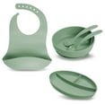thumbnail image 2 of Little Twig 6-Pc Unbreakable Silicone Baby Feeding Set Kids Dinnerware Set, Green, 2 of 10