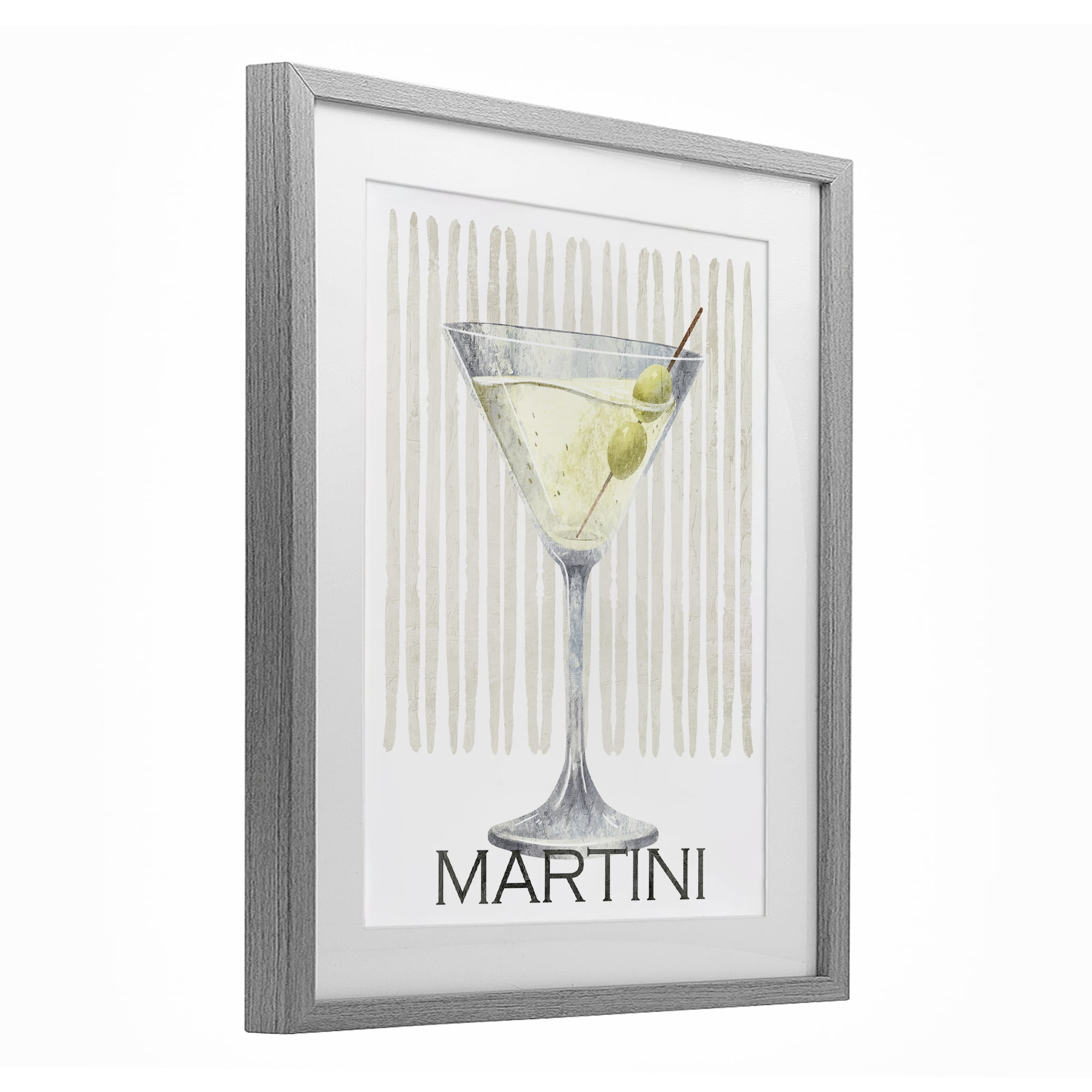 Stupell Industries Subtle Martini Drink Gray Framed Print Under Glass, design by Kim Allen