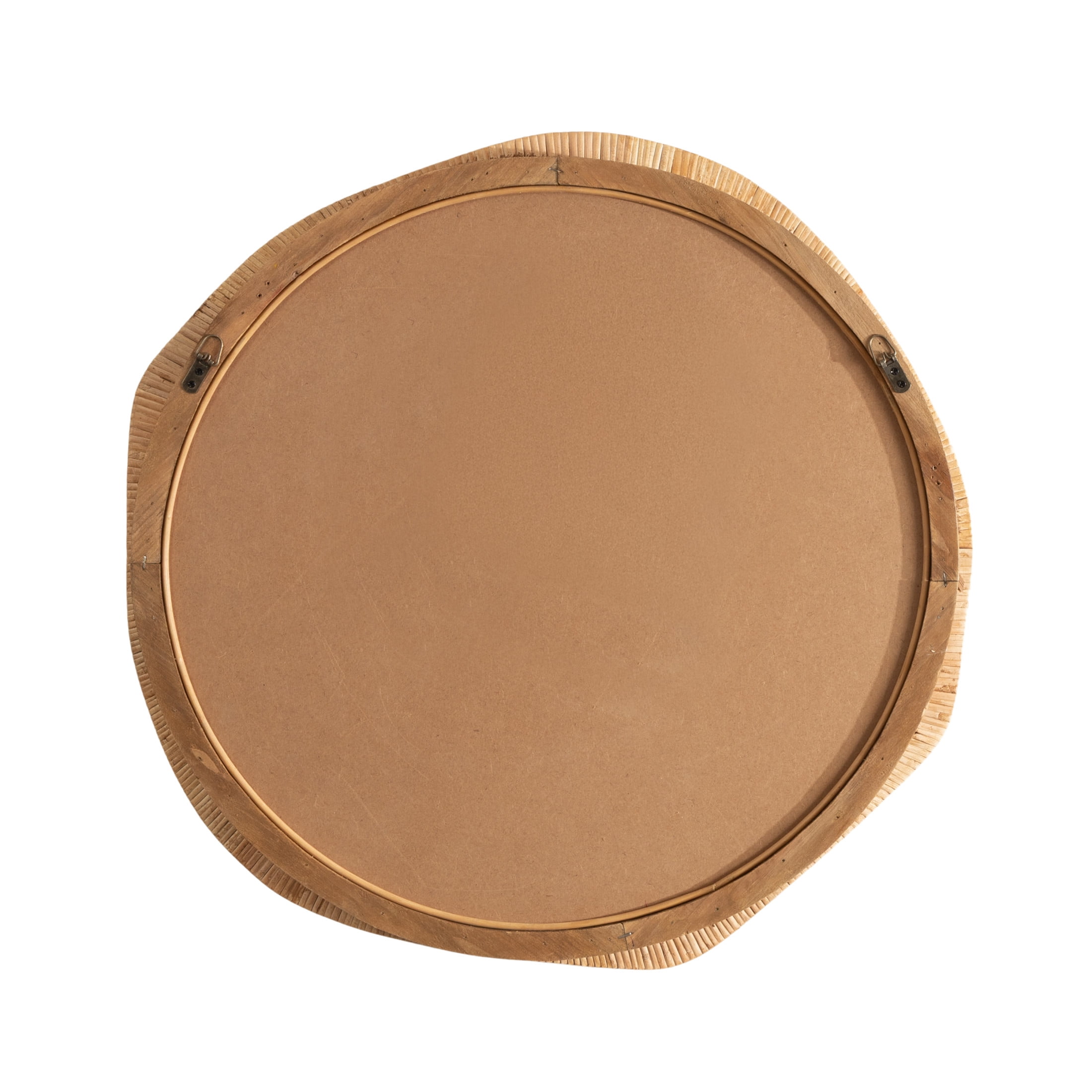 Kate and Laurel Rahfy Boho Irregular Round Rattan Mirror, 26 Inch Diameter, Natural Rattan, Decorative Wavy Circle Mirror with Wrapped Authentic Cane Frame for Bathroom Vanity Decor