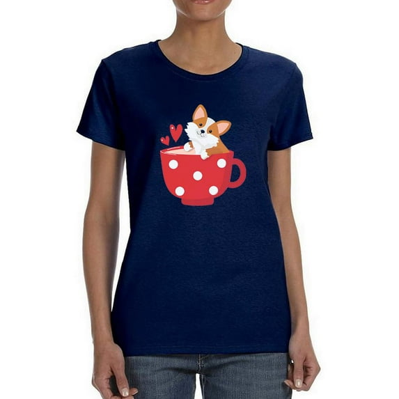 Cute Corgi In A Mug T-Shirt Women -Image by Shutterstock, Female 3X-Large