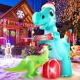 thumbnail image 1 of Dinosaurio T-Rex inflable navideño de 8 pies con luces LED, 1 of 5