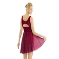 thumbnail image 3 of MSemis Female Dance Leotard Dress V-Neck High-Low Skirt XS to 3XL, 3 of 7