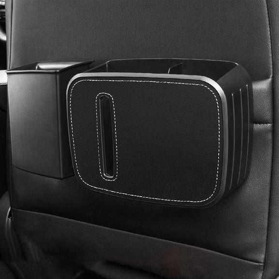 YHAICO Garbage Cans Garbage Cans for Bedrooms Plastic 2-in-2 Car Interior Supplies,Front And Rear Hanging Umbrellas,Garbage Bin Black