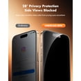 thumbnail image 5 of UNBREAKcable Privacy Screen Protector for iPhone 16 Pro, Anti-Spy Shatterproof Tempered Glass [True 28°Anti Spy] [9H Hardness] [Easy Installation Frame] Black Protector for iPhone 6.3" - 2 Pack, 5 of 9