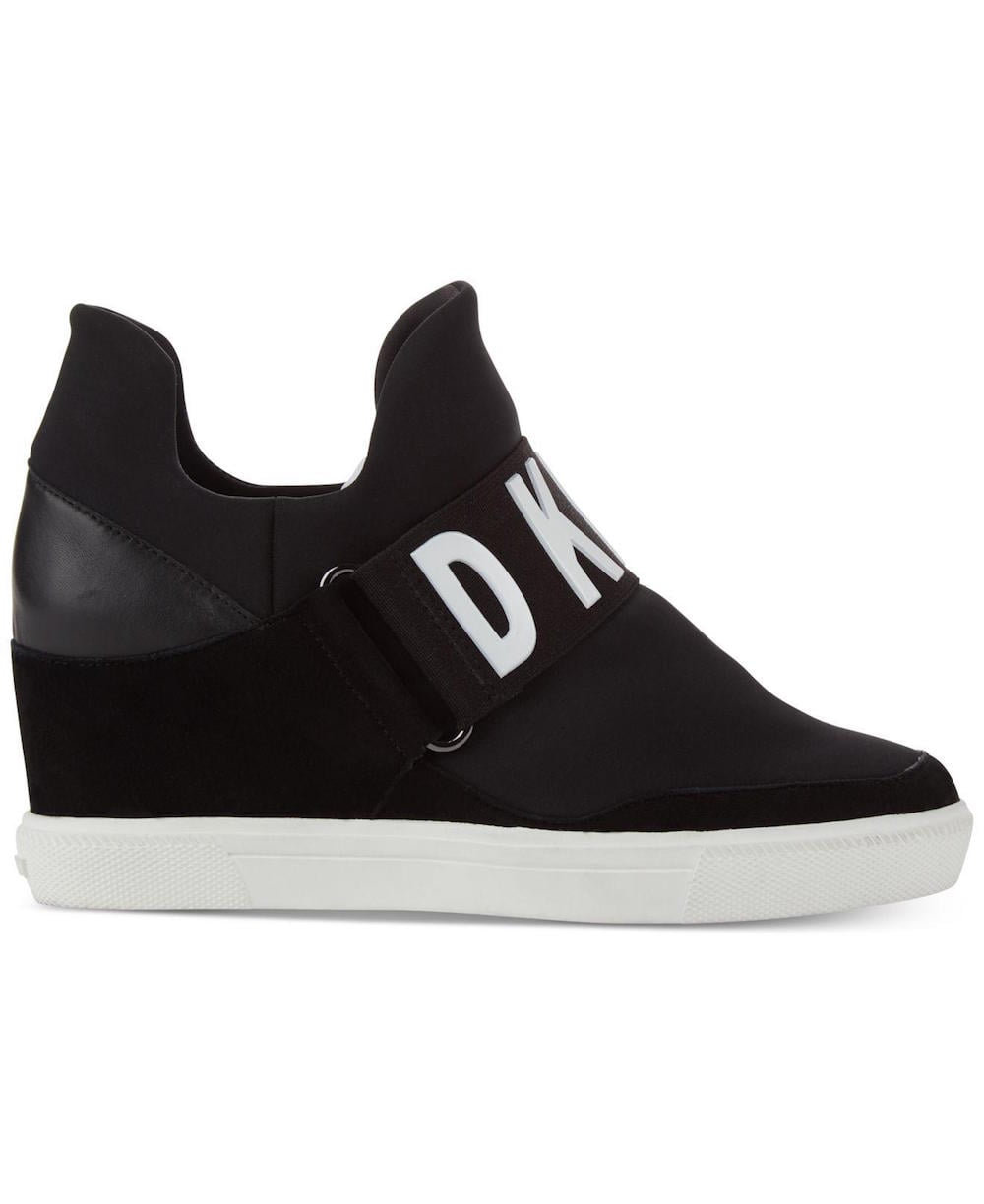 Womens DKNY Cosmos Slip On High Top Wedge Sneakers, Black, 10 US / 41 EU