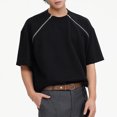 thumbnail image 5 of YLSDY Fashion Men's Y2K Streetwear Casual T Shirt Crewneck Raglan Zipper Short Sleeve Tee Top Solid Color Baggy Fashion Pullover Black M, 5 of 6