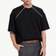 thumbnail image 5 of Tops para hombre, blusas y camisas de cuello redondo y manga corta para hombre, camisas casuales de color liso con cremallera y cuello redondo, blusa para hombre, 5 of 6