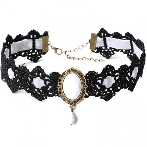 Gothic Lace Crystal Choker Necklace Women Vintage Rhinestones Necklaces Gothic Punk Collar Choker Halloween Jewelry