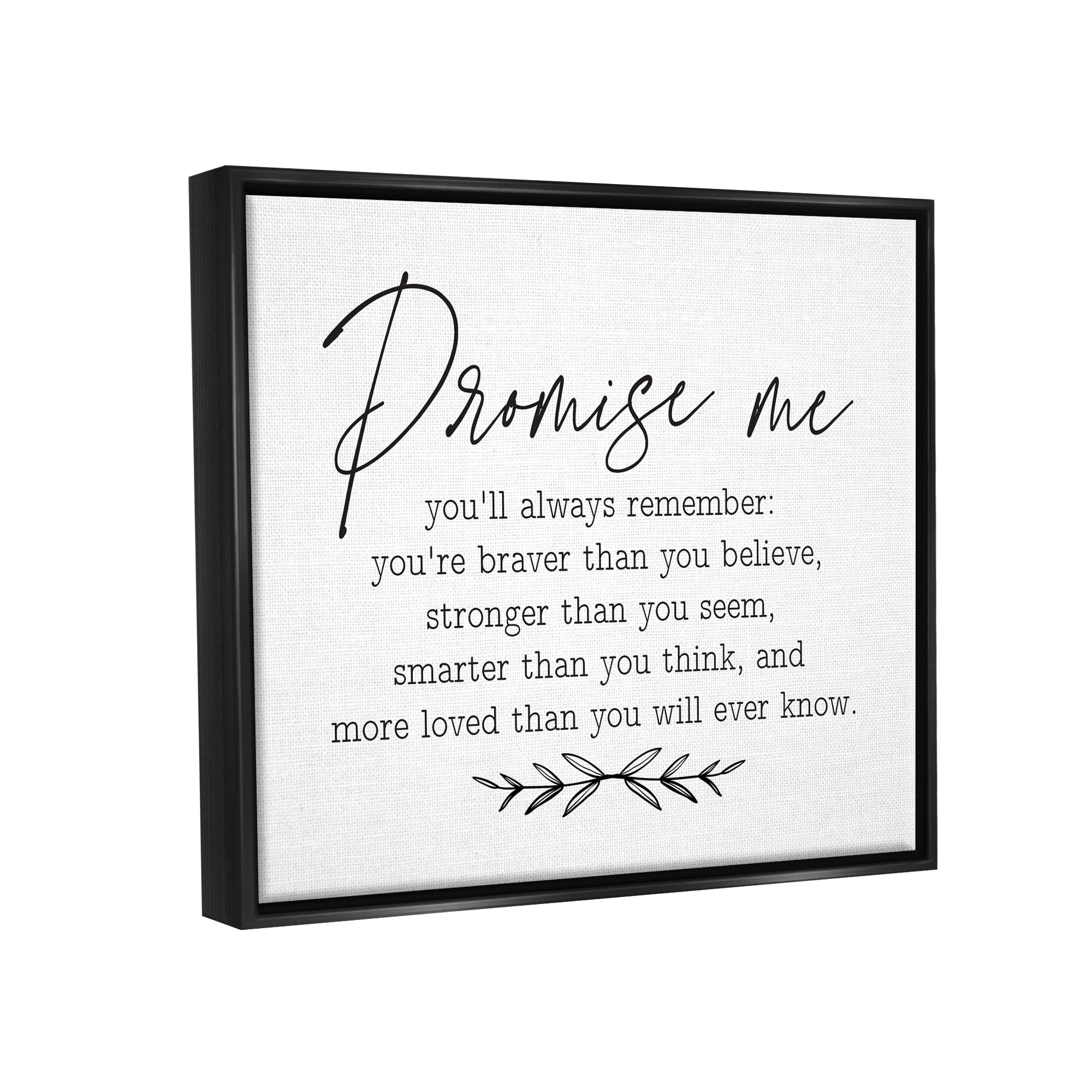 Stupell Industries Inspirational Self Love Quote Casual Botanical Design Graphic Art Metallic Gold Floating Framed Canvas Print Wall Art, Design by Lettered and Lined