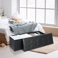 thumbnail image 2 of Favory 43 Inches Folding Storage Ottoman Bench, Ottoman Foot Rest, End of Bed Bench, Storage Chest, Load 660 lb, for Living Room, Bedroom, Entryway-43Inch Black, 2 of 18