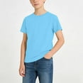 thumbnail image 2 of CYRBOKO Boys Cotton T-shirts, Short Sleeve Casual Stretchy Sports Summer Tops Sky Blue Size 5-6 T, 2 of 7