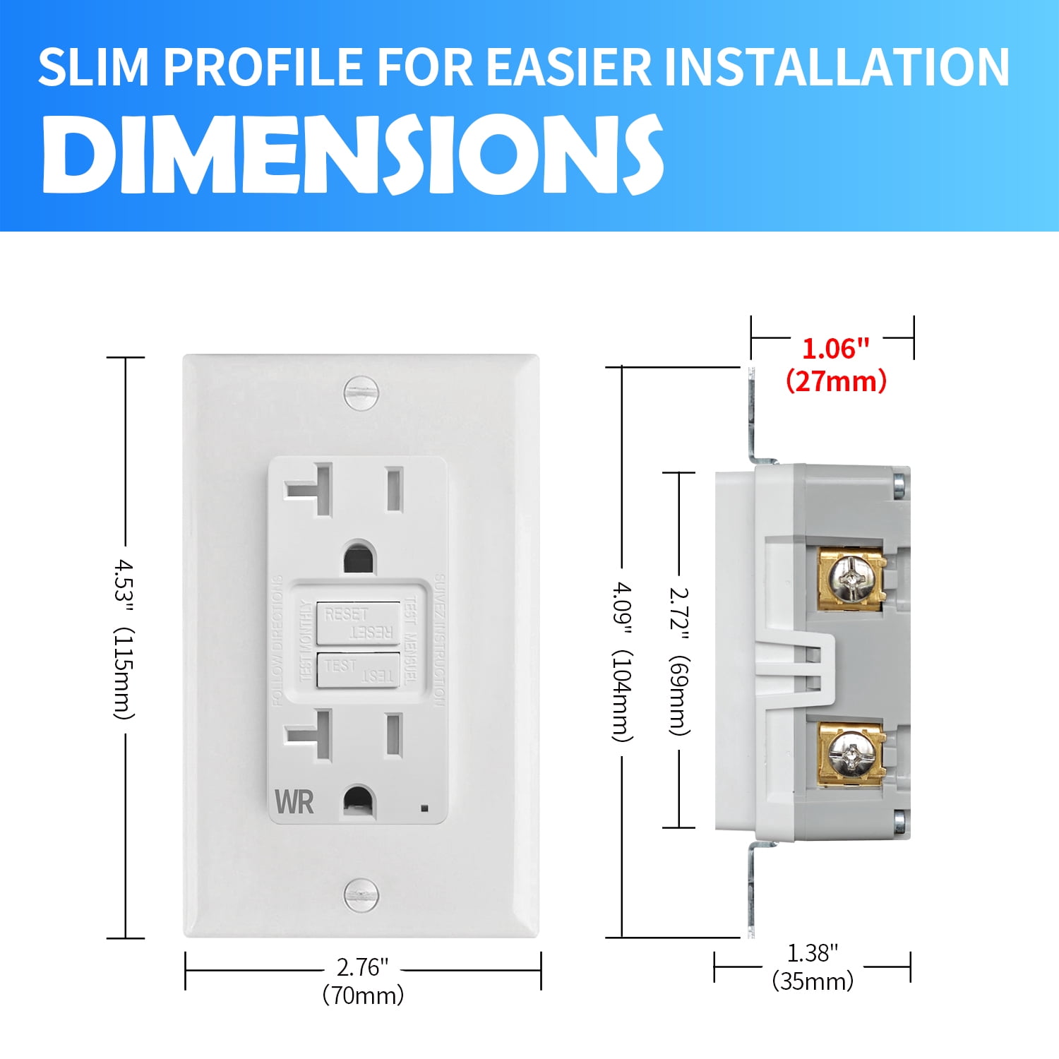 (2-Pack) CirQSafe GPG1120-WTR, 20A 125V White GFCI Electrical Outlet
