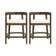 thumbnail image 2 of Modern Upholstered Counter Stools with Cutout Barrel Back and Rubberwood Frame, Beige+Walnut, Set of 2, 2 of 8
