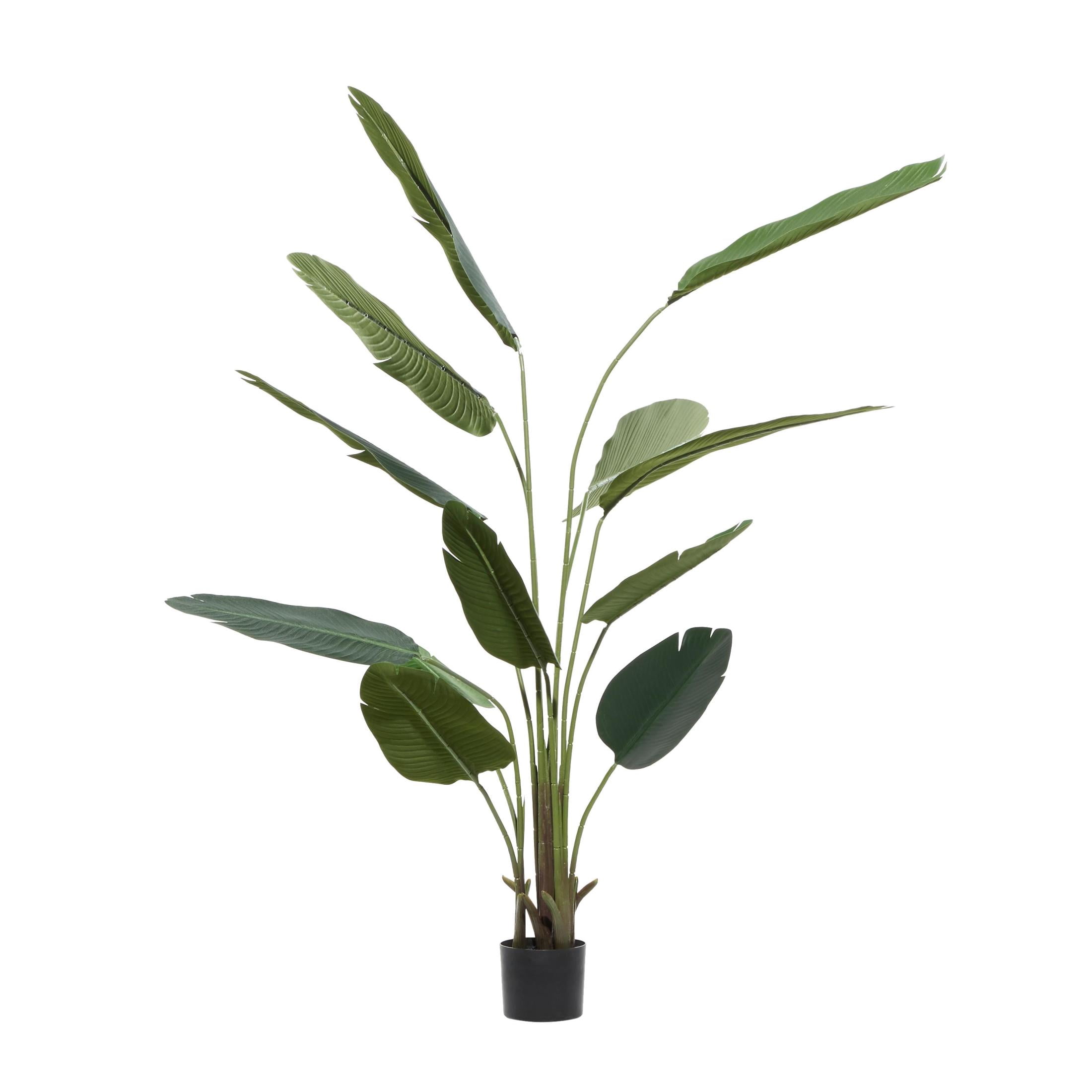 DecMode 70" Tall Artificial Bird of Paradise Plant in Black Plastic Pot
