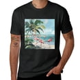 thumbnail image 2 of Wuche Flamingo Palm Tree Coastal Beach Flamingo, shirt design art display, T-shirt children's gift casual breathable men, women, boys and girls Black, 2 of 4