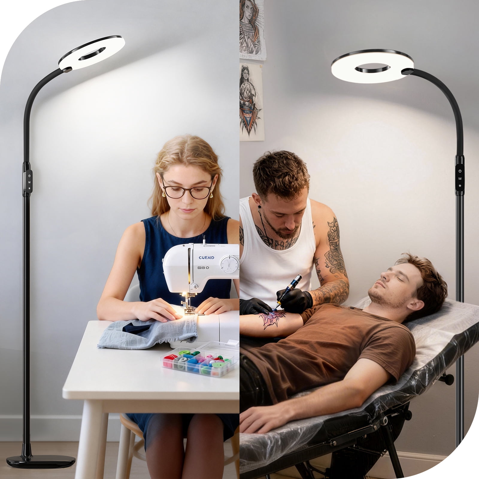 NATYSWAN LED Floor Lamp ,Modern Black Tall Standing Lamp for Living Room, Bedroom,70in Dimmable Floor Reading Light with 3 Color Temperatures&Gooseneck&Touch Control