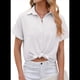 thumbnail image 1 of Camisa de Holgada de Corta para Mujer, de Color Liso, con Botones, de Verano, Cómoda. S, 1 of 8