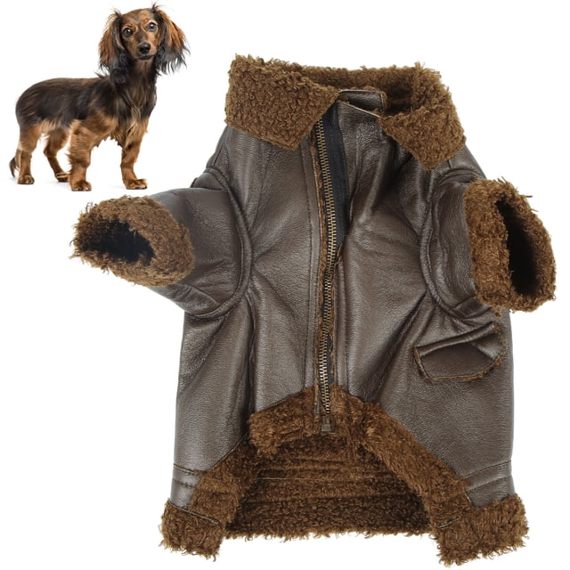 Chaqueta de cuero para perro NikouMX Abrigo de cuero de invierno para perro